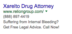 Google ad for drug attorney