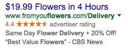Google ad for flower delivery